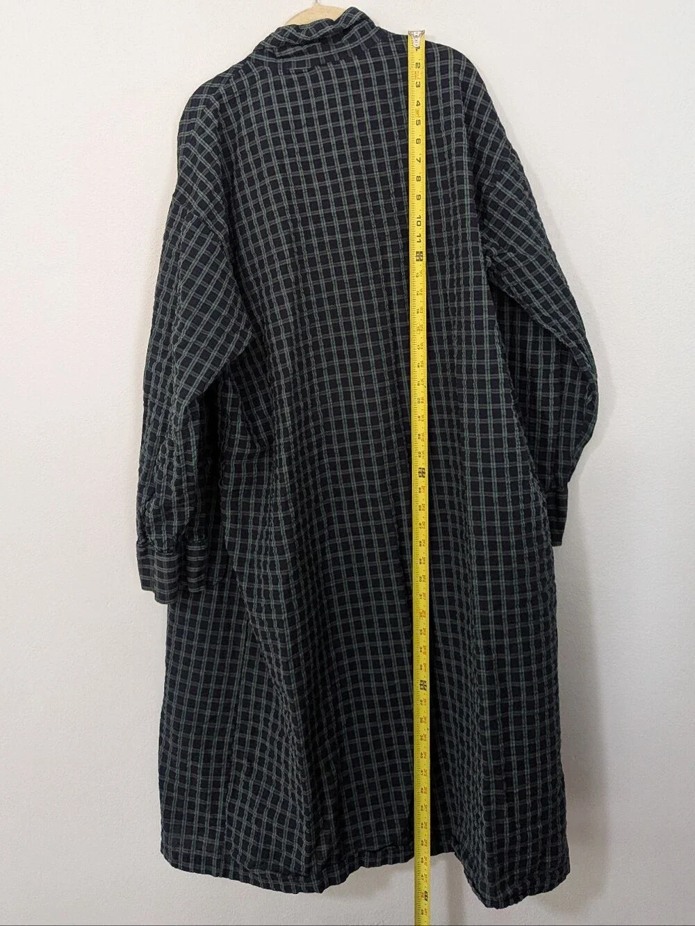 Vintage Christian Dior Robe De Chambre Plaid Robe Cotton Green Blue One Size
